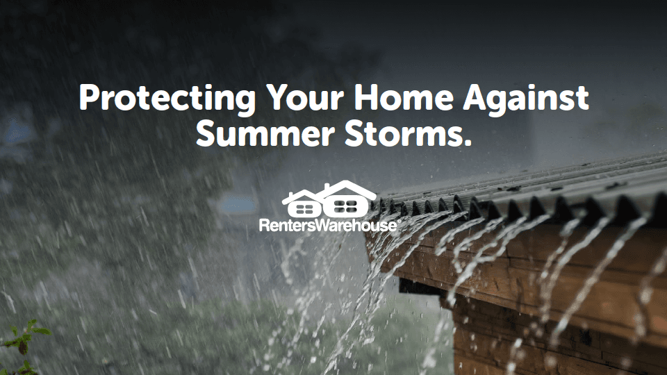 Rainwater runs off the roof